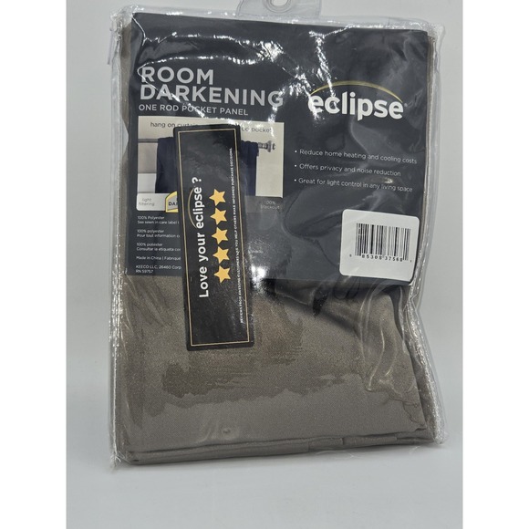 Eclipse Solid Thermapanel Room Darkening Single Curtain‎ Panel Mushroom 54"x84" - Picture 2 of 2
